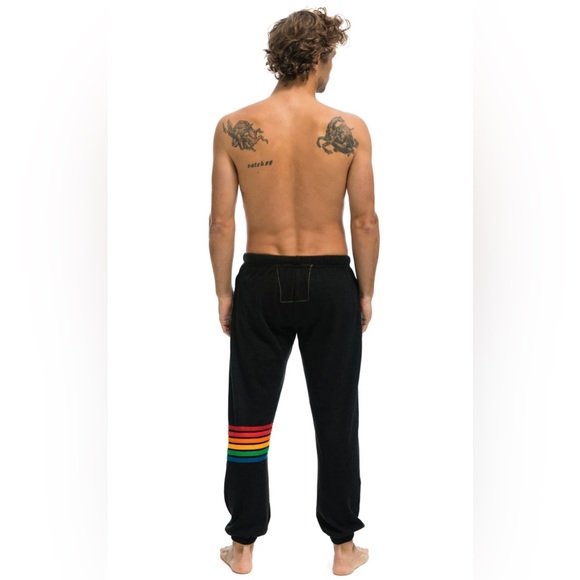 AVIATOR NATION Charcoal Rainbow Stitch jogger Sweatpants Size Medium - Picture 11 of 11